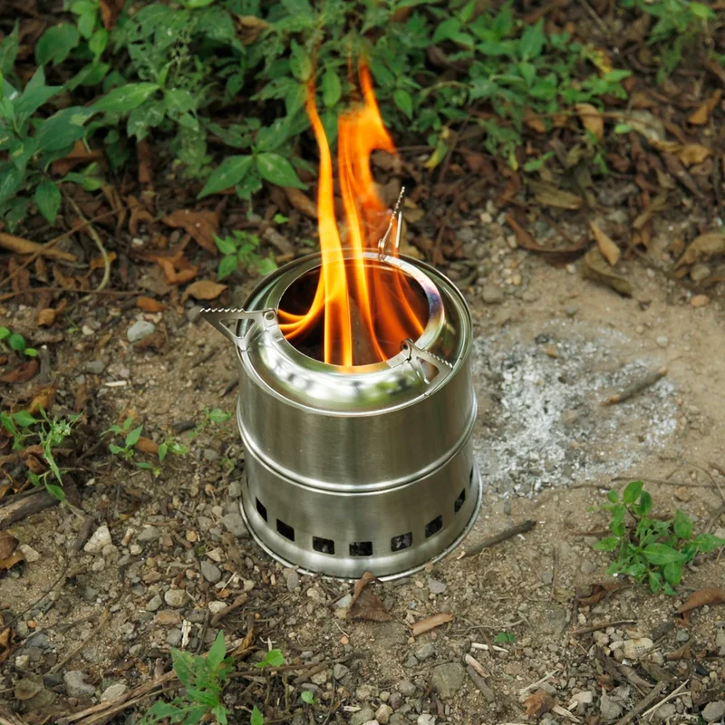 Outdoor Edelstahl Camping Falt Grill Klapp Kocher Holz Mini Ofen Herd BBQ