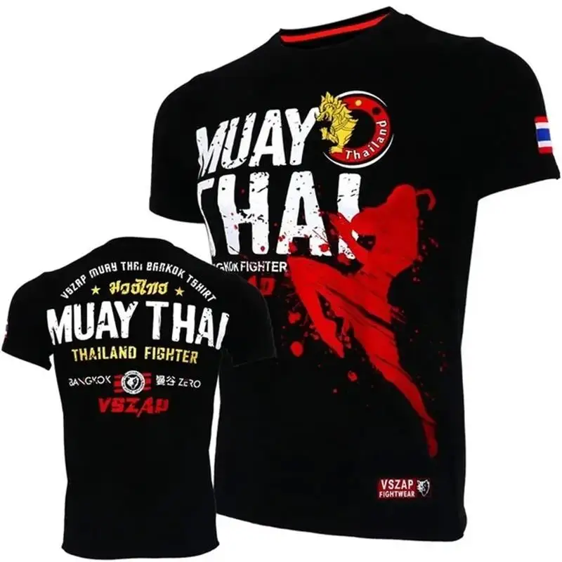 Herren Fashion Muay Thai Boxing T-Shirt Rundhals Unisex Fitness Streetwear