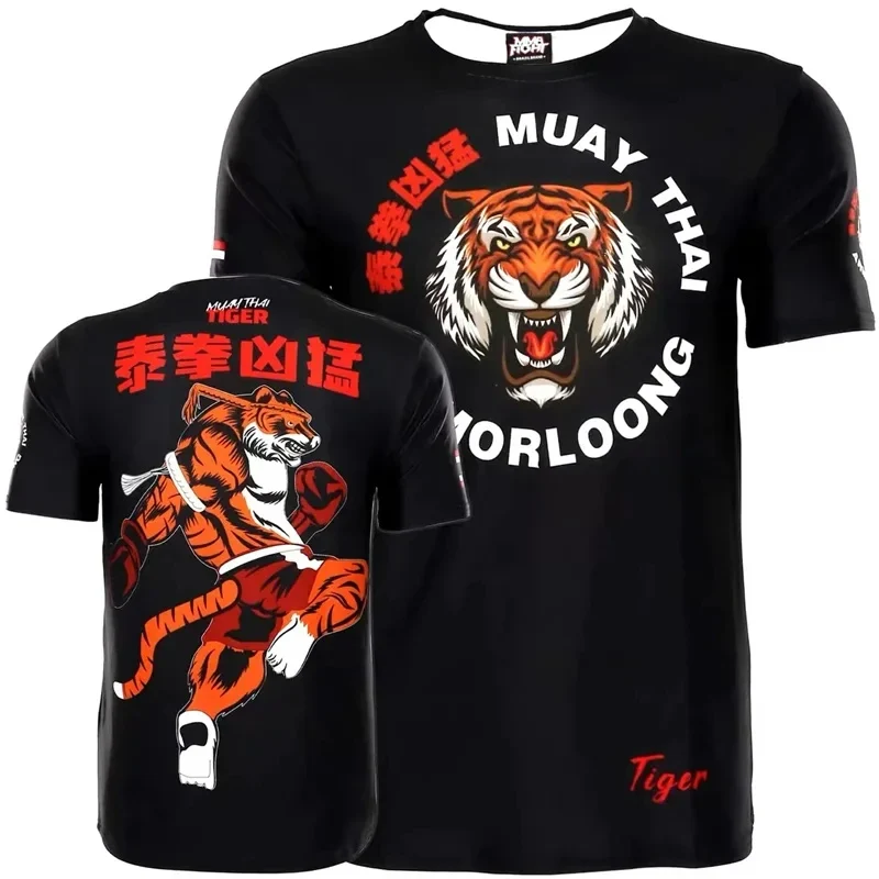 Herren Fashion Muay Thai Boxing T-Shirt Rundhals Unisex Sommer Streetwear