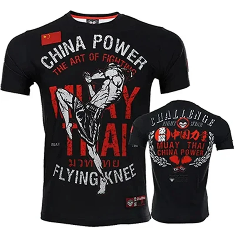 Herren Fashion Muay Thai Boxing T-Shirt Rundhals Unisex Sommer Streetwear