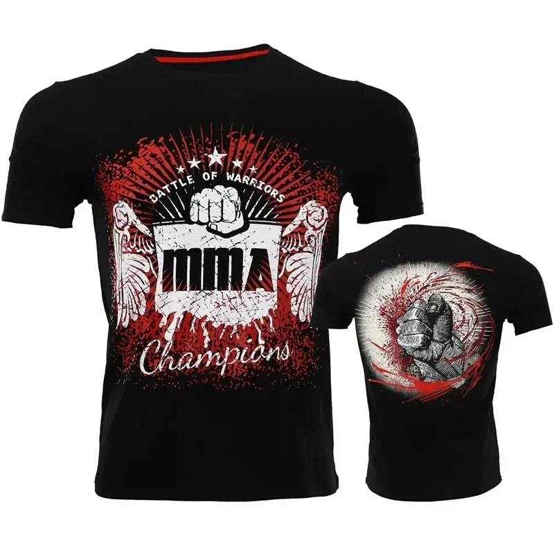 Herren Fashion Muay Thai Boxing T-Shirt Rundhals Unisex Sommer Streetwear