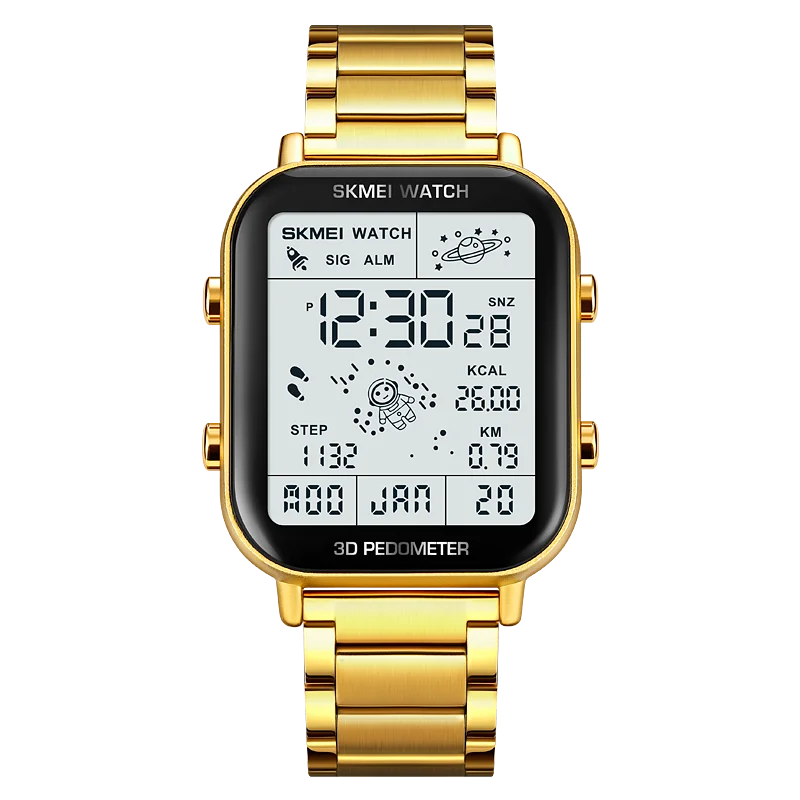 Herren Armbanduhr Digital Uhr Silber Edelstahl Quarzuhr Luxus Chronograph