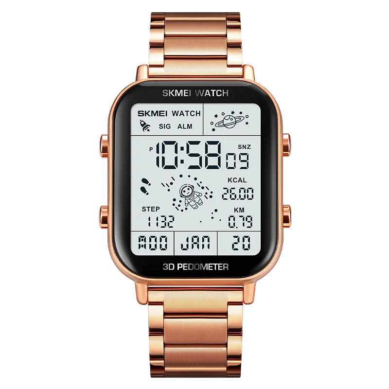 Herren Armbanduhr Digital Uhr Silber Edelstahl Quarzuhr Luxus Chronograph