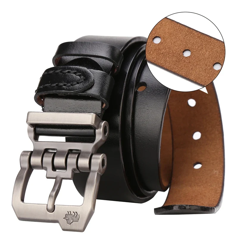BISON DENIM Echtes Leder Gürtel Für Männer Geschenk Designer Jeans Gürtel männer Hohe Qualität Rindsleder Persönlichkeit Schnalle Vintage N71223