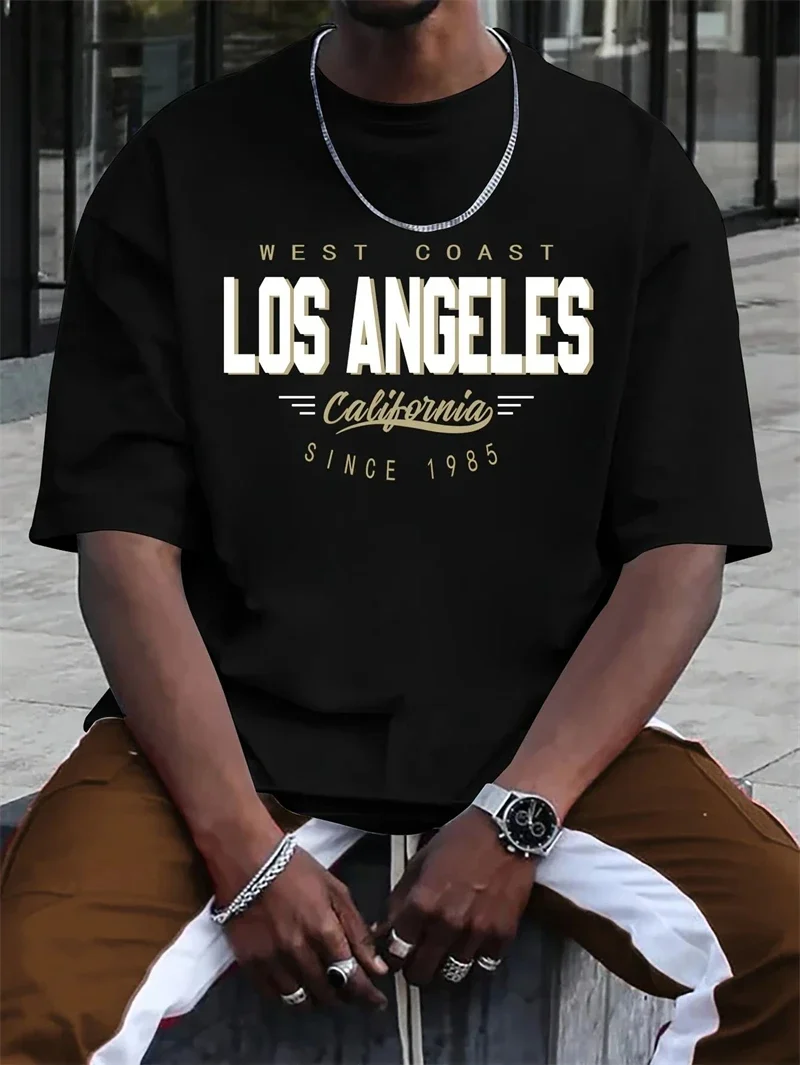 Herren T-Shirt Los Angeles Shirt Rundhals Streetwear Tank Top Hemd Polohemd