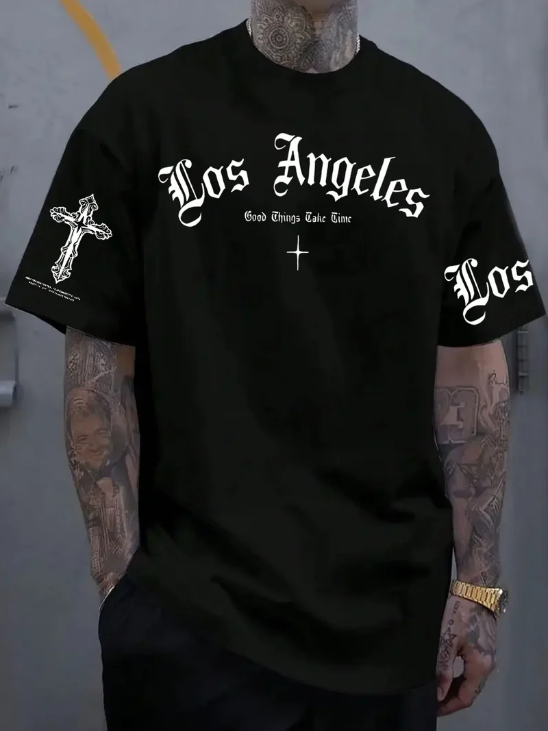 Herren T-Shirt Los Angeles Shirt Rundhals Streetwear Tank Top Hemd Polohemd