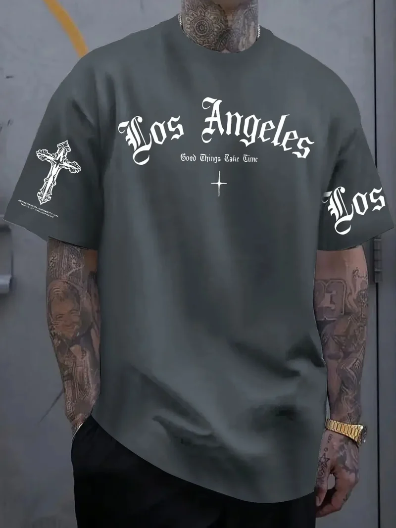 Herren T-Shirt Los Angeles Shirt Rundhals Streetwear Tank Top Hemd Polohemd