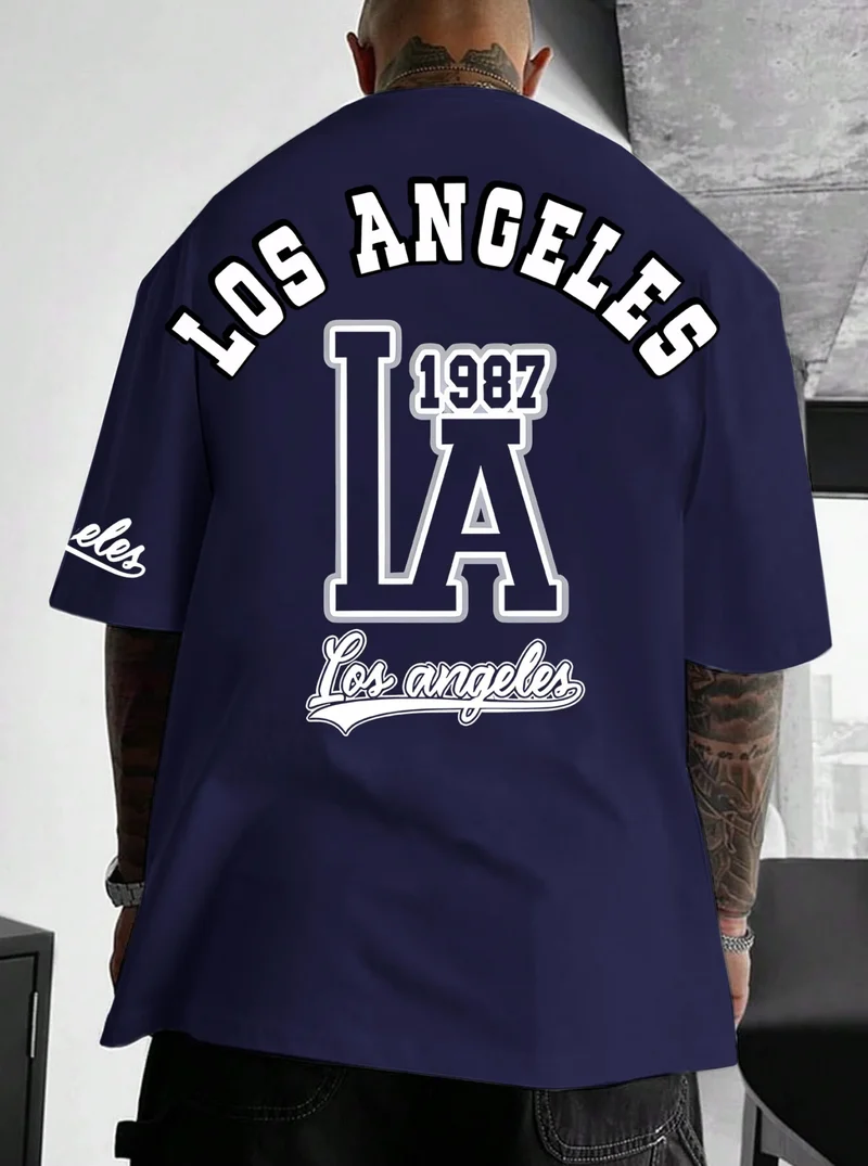 Herren T-Shirt Los Angeles Shirt Rundhals Streetwear Tank Top Hemd Polohemd