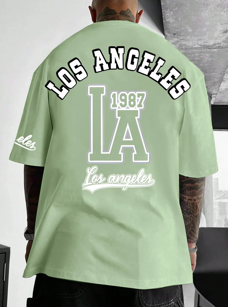 Herren T-Shirt Los Angeles Shirt Rundhals Streetwear Tank Top Hemd Polohemd