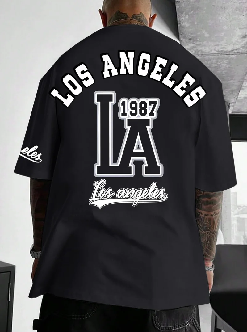 Herren T-Shirt Los Angeles Shirt Rundhals Streetwear Tank Top Hemd Polohemd