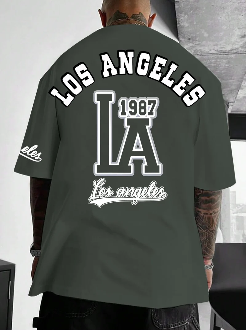Herren T-Shirt Los Angeles Shirt Rundhals Streetwear Tank Top Hemd Polohemd