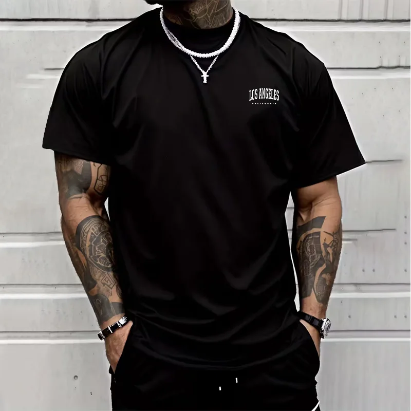 Herren T-Shirt Los Angeles Shirt Rundhals Streetwear Tank Top Hemd Polohemd