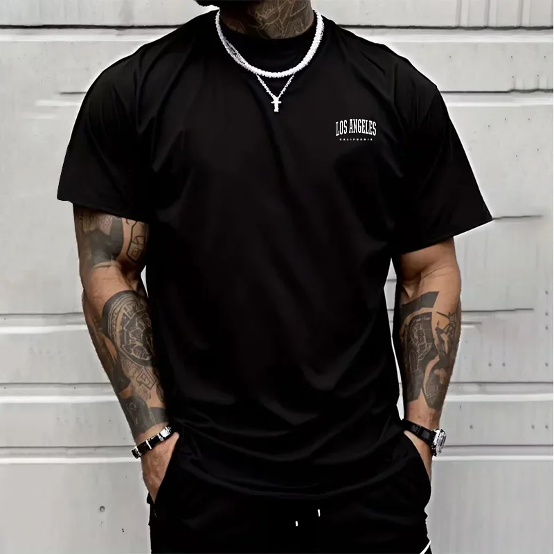 Herren T-Shirt Los Angeles Shirt Rundhals Streetwear Tank Top Hemd Polohemd