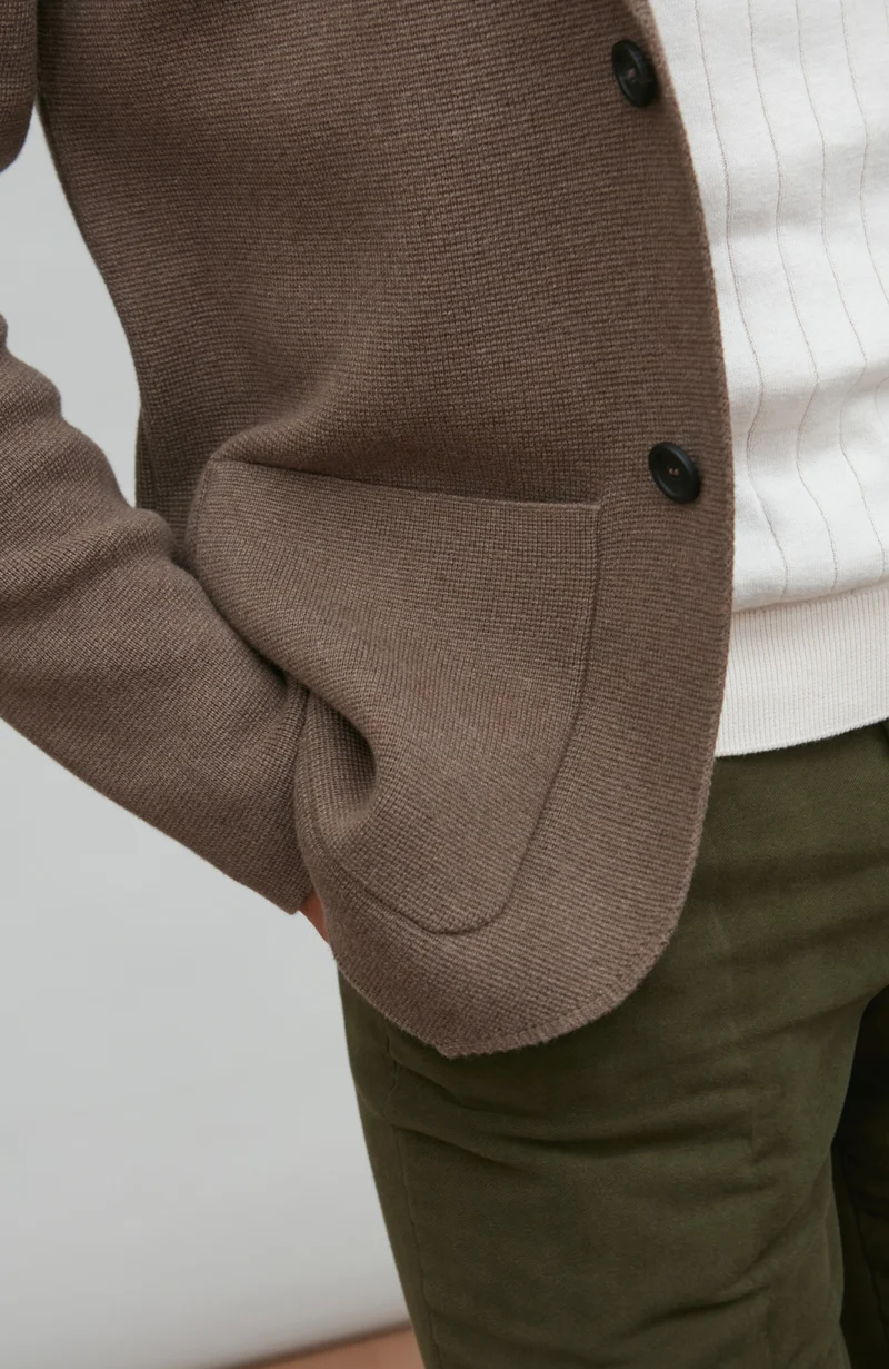 Mens Midweight Cotton Deconstructed Knitted Blazer