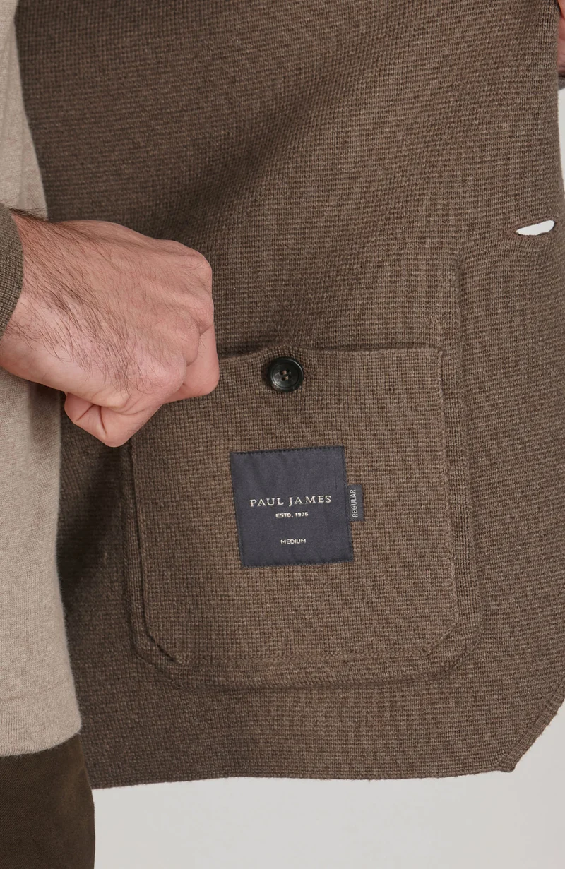 Mens Midweight Cotton Deconstructed Knitted Blazer