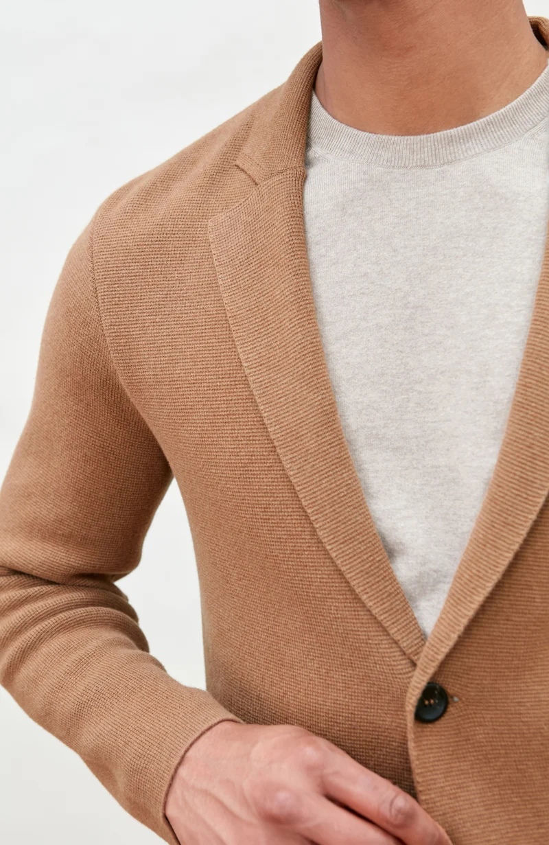 Mens Midweight Cotton Deconstructed Knitted Blazer