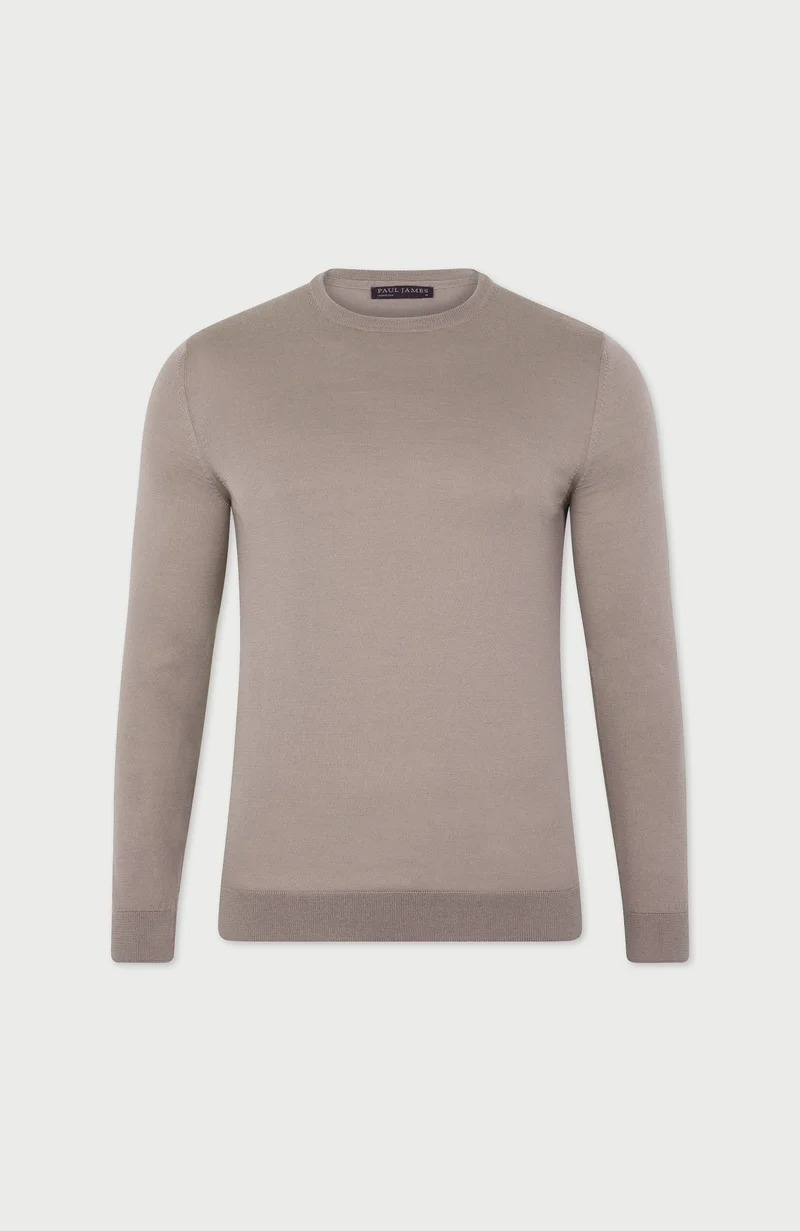 Mens Superfine Merino Silk Crew Neck Jumper