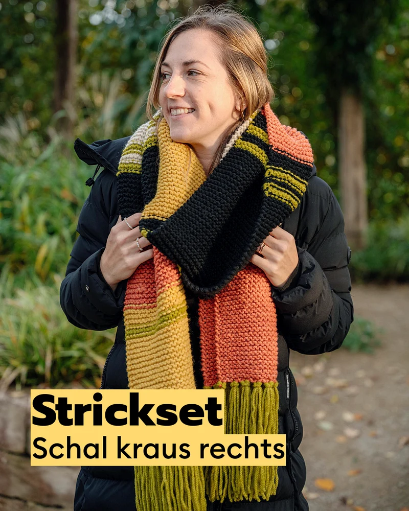 Strickset Schal kraus rechts