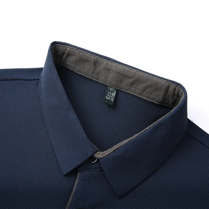Neues Herren-Poloshirt, Business-Casual, langärmelig, einfarbig, modisch, warm, bequem, vielseitiges Oberteil für vier Jahreszeiten