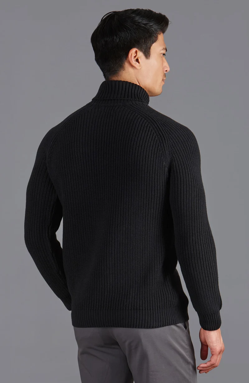 Rollkragenpullover aus 100 % Fischer-Rippstrick für Herren aus 100 % Baumwolle