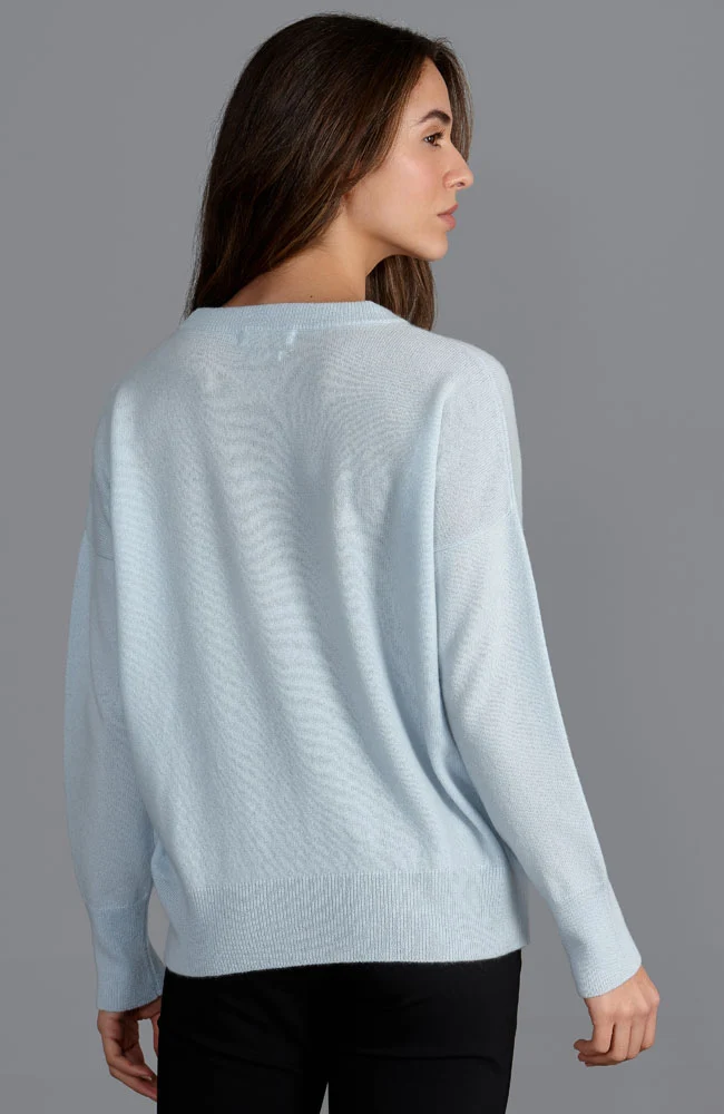 Damenpullover aus 100 % Kaschmir mit Rundhalsausschnitt