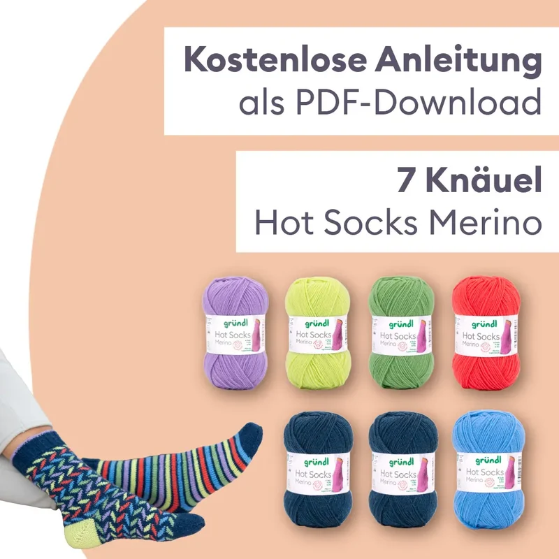 Strickset für 2 Paar bunte Socken