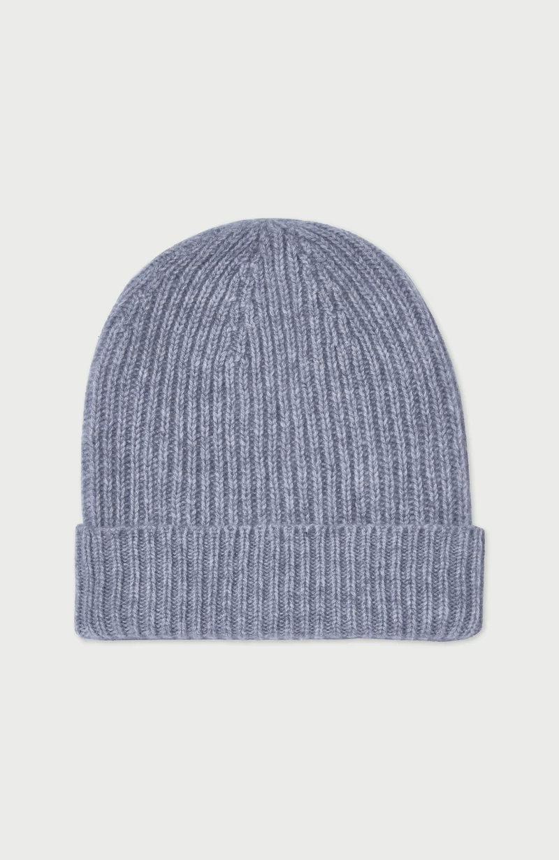 Gerippte Beanie-Mütze aus 100 % Kaschmir