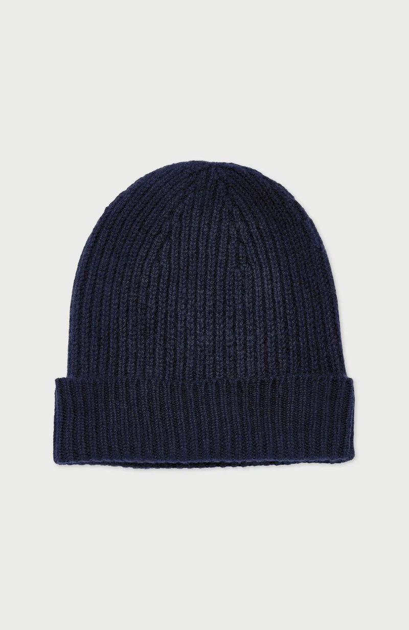 Gerippte Beanie-Mütze aus 100 % Kaschmir