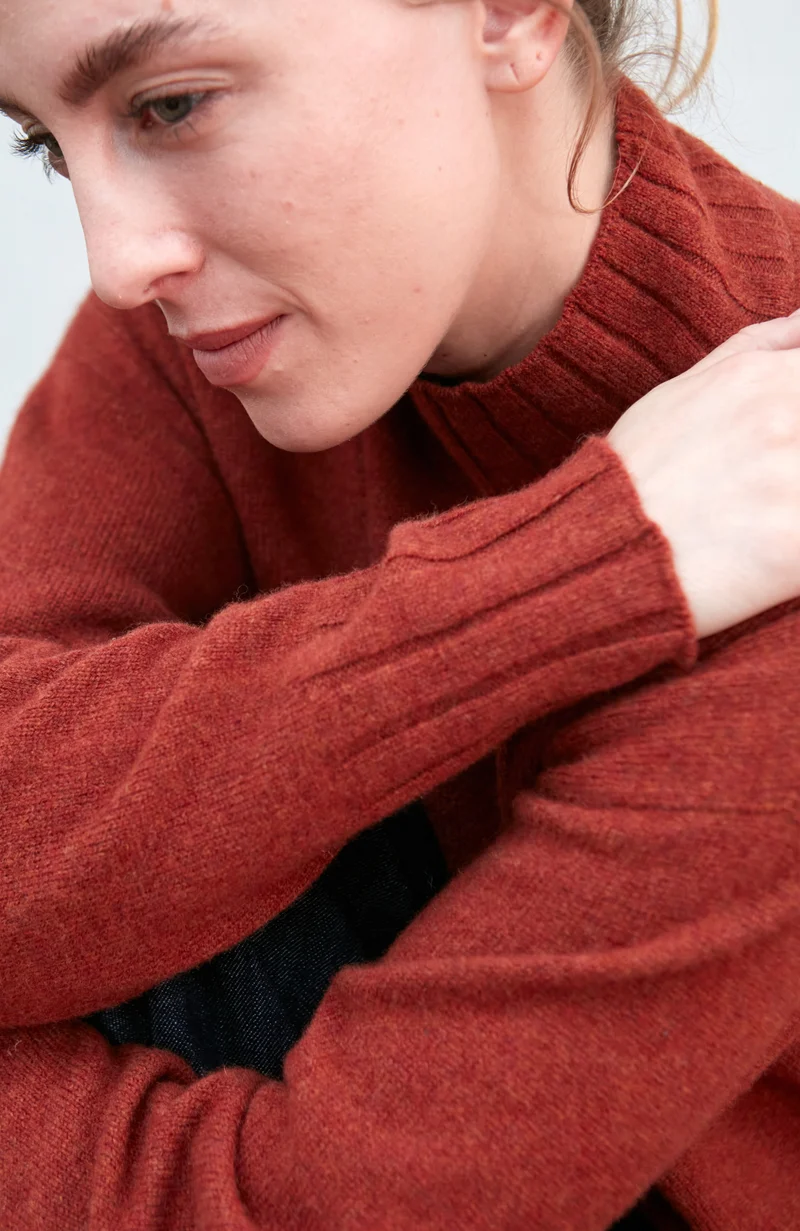 Damenpullover aus 100 % Lammwolle mit Kragen