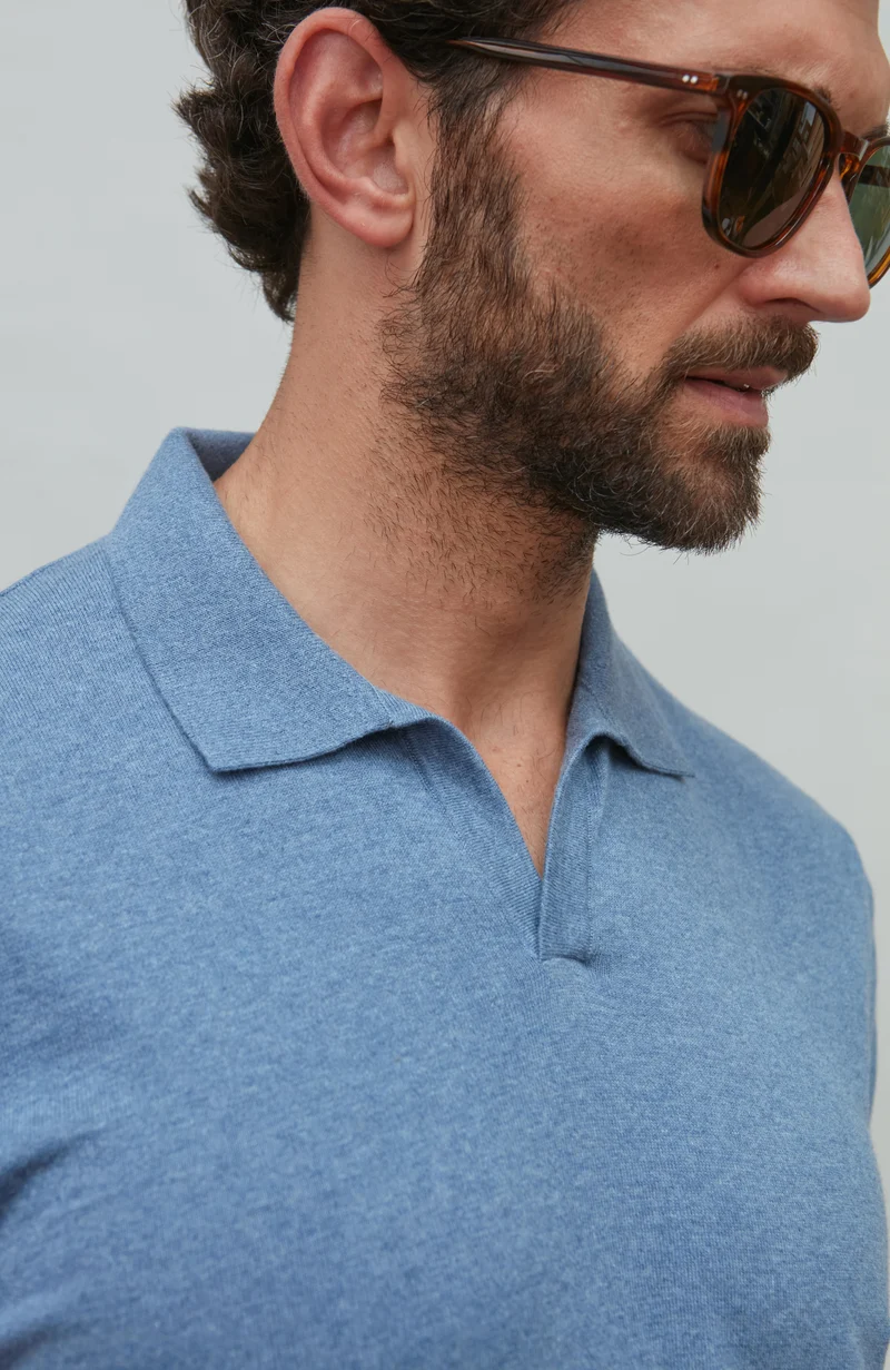Herren-Poloshirt aus 100 % ultrafeiner Baumwolle ohne Knöpfe