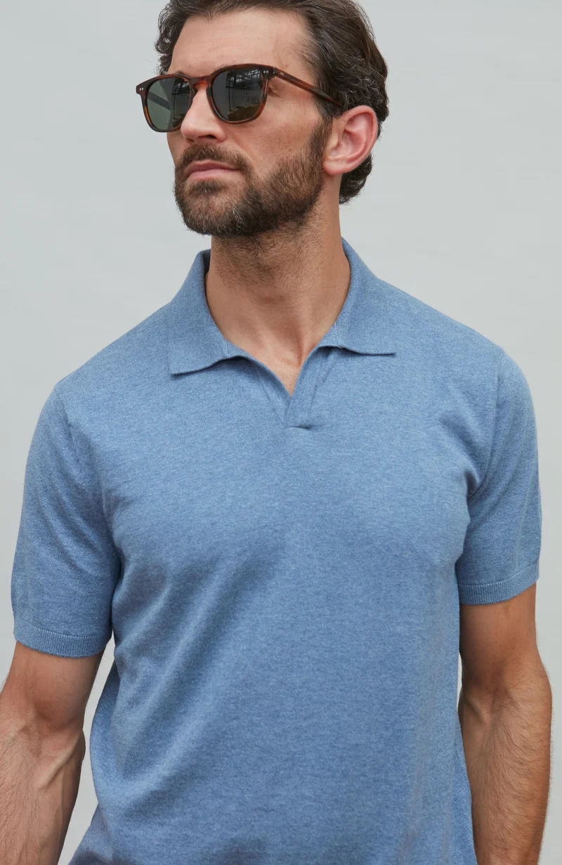Herren-Poloshirt aus 100 % ultrafeiner Baumwolle ohne Knöpfe