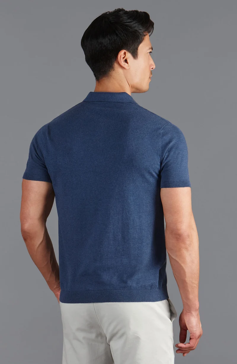 Herren-Poloshirt aus 100 % ultrafeiner Baumwolle ohne Knöpfe