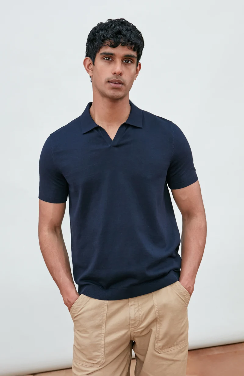 Herren-Poloshirt aus 100 % ultrafeiner Baumwolle ohne Knöpfe