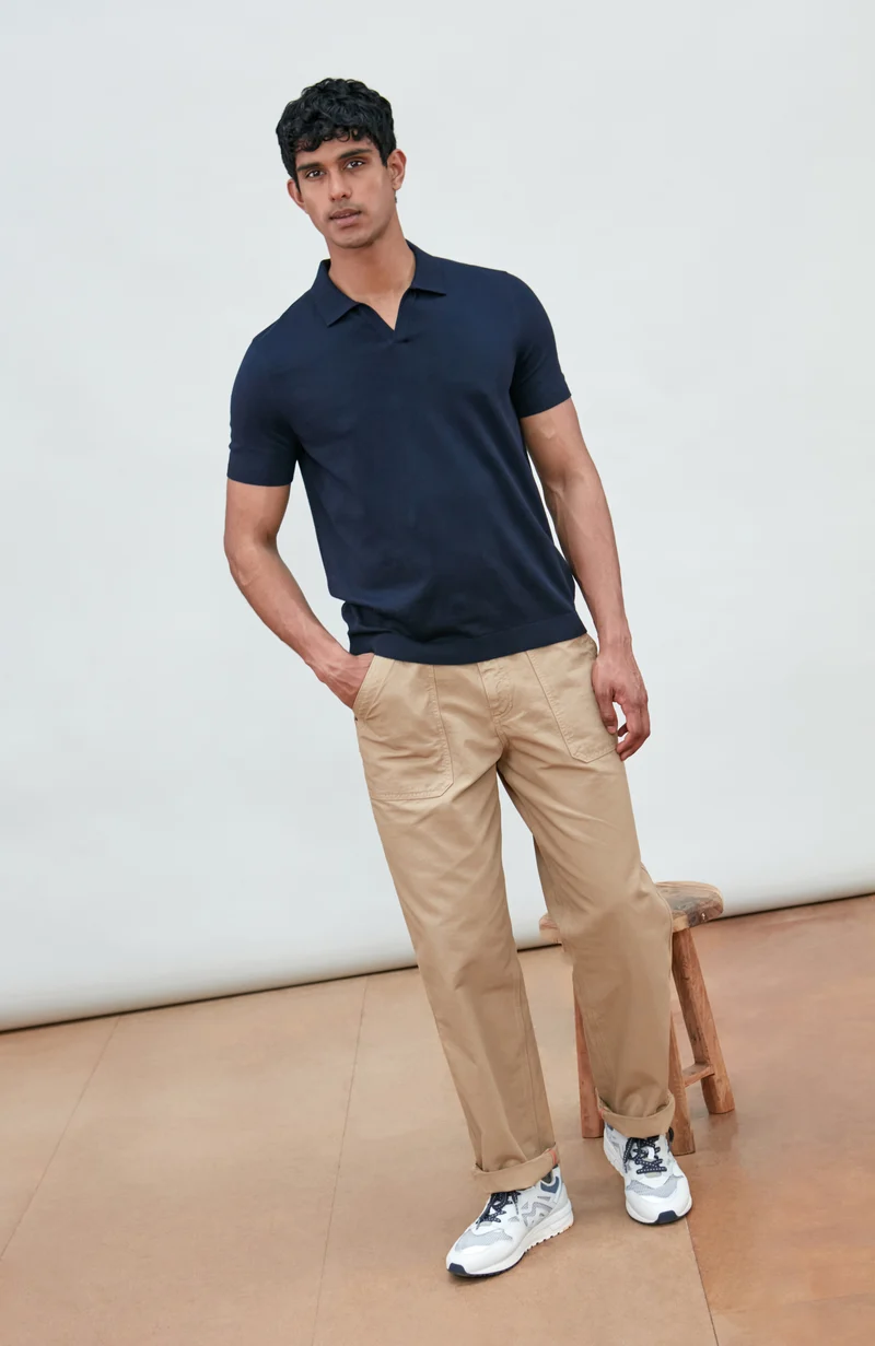 Herren-Poloshirt aus 100 % ultrafeiner Baumwolle ohne Knöpfe