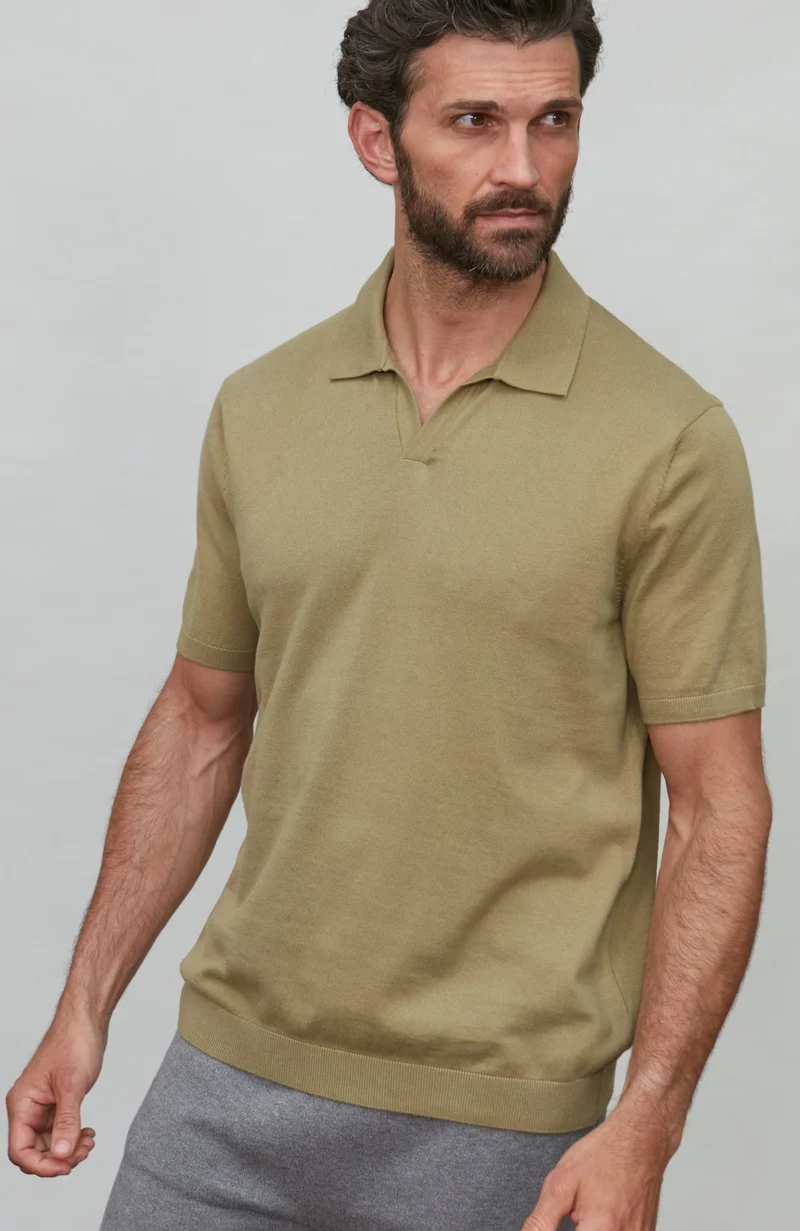 Herren-Poloshirt aus 100 % ultrafeiner Baumwolle ohne Knöpfe