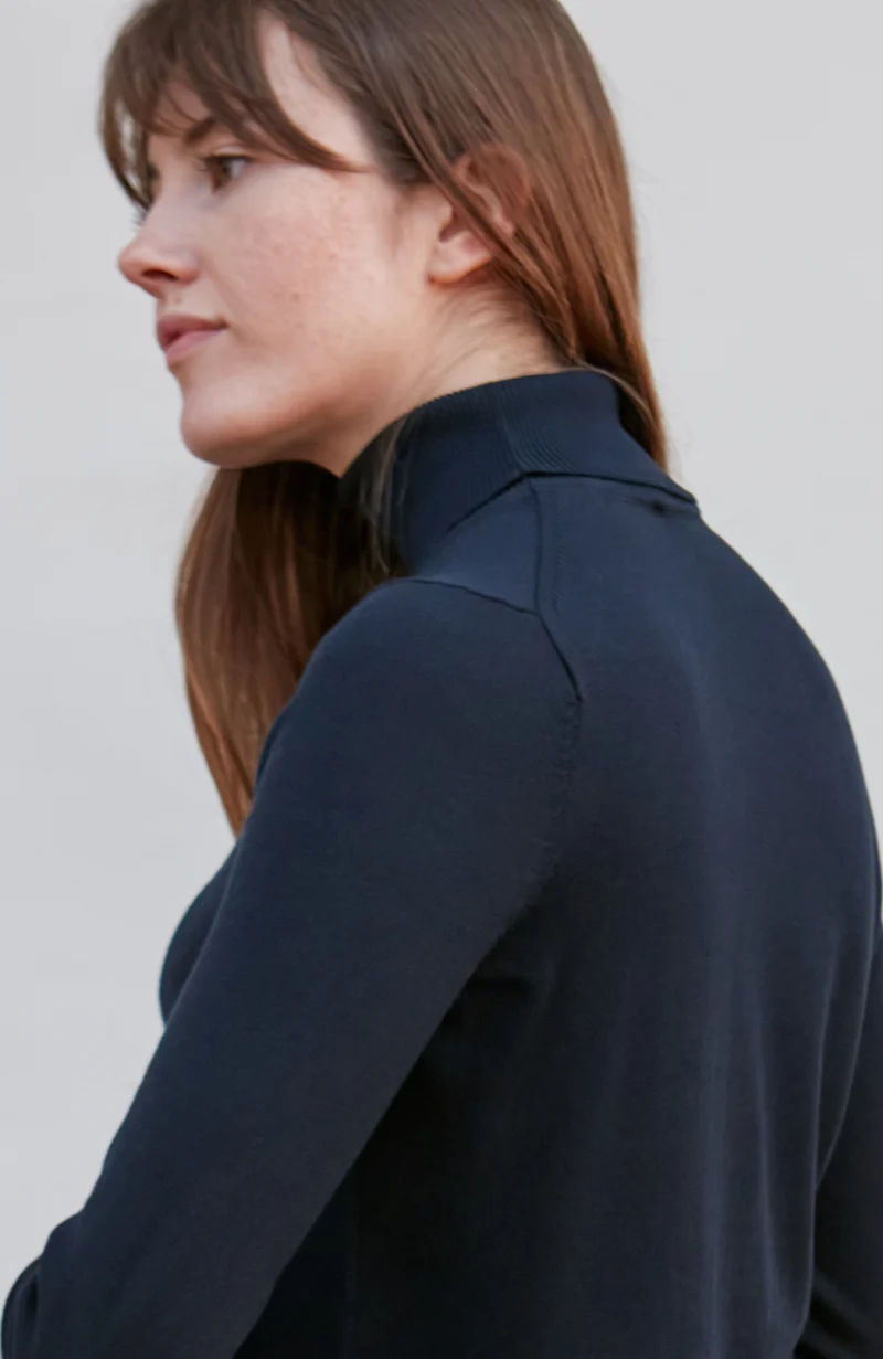Damen-Rollkragenpullover aus ultrafeiner Baumwolle mit langen Ärmeln