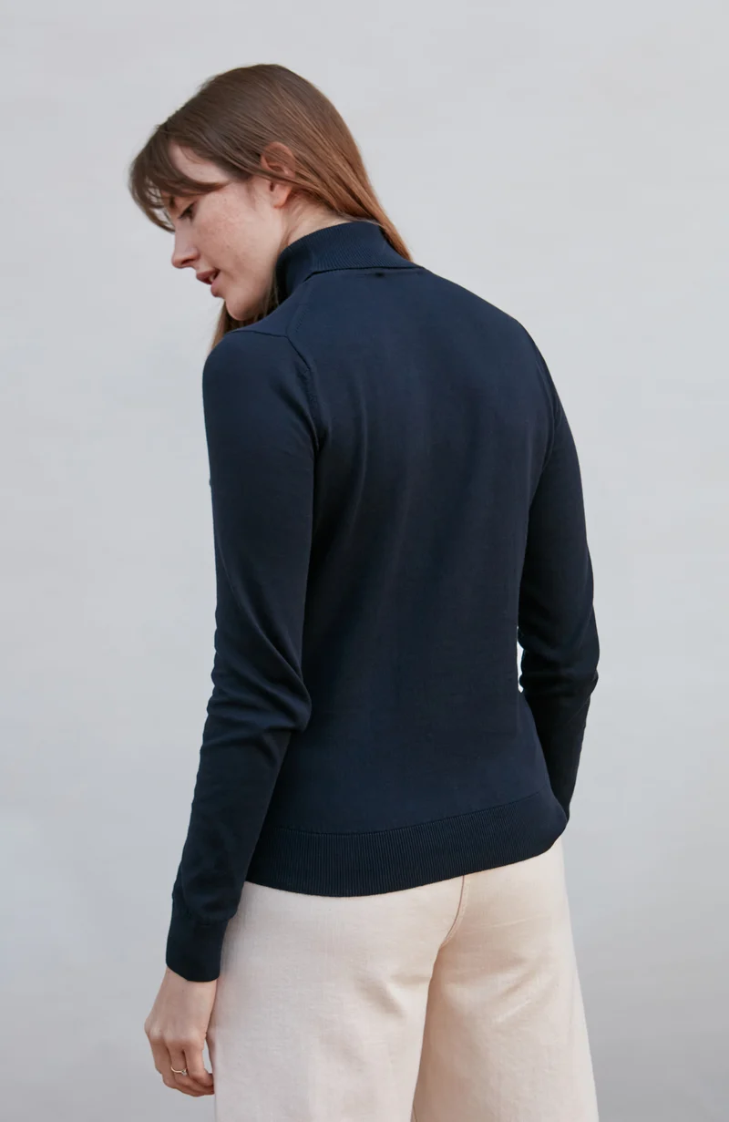 Damen-Rollkragenpullover aus ultrafeiner Baumwolle mit langen Ärmeln