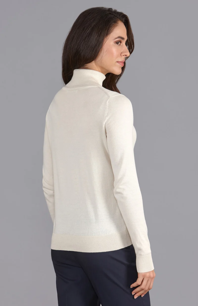 Damen-Rollkragenpullover aus ultrafeiner Baumwolle mit langen Ärmeln