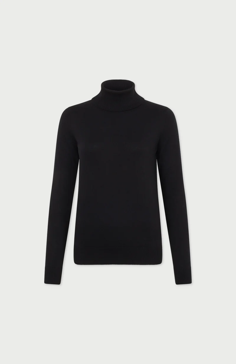 Damen-Rollkragenpullover aus ultrafeiner Baumwolle mit langen Ärmeln
