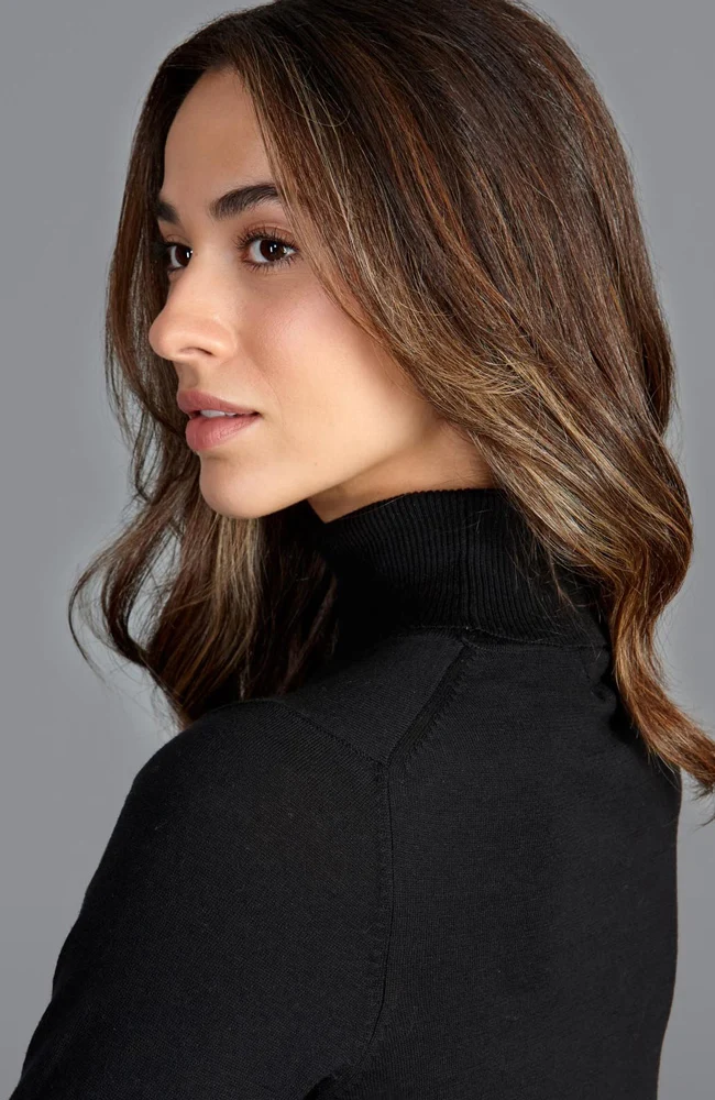 Damen-Rollkragenpullover aus ultrafeiner Baumwolle mit langen Ärmeln