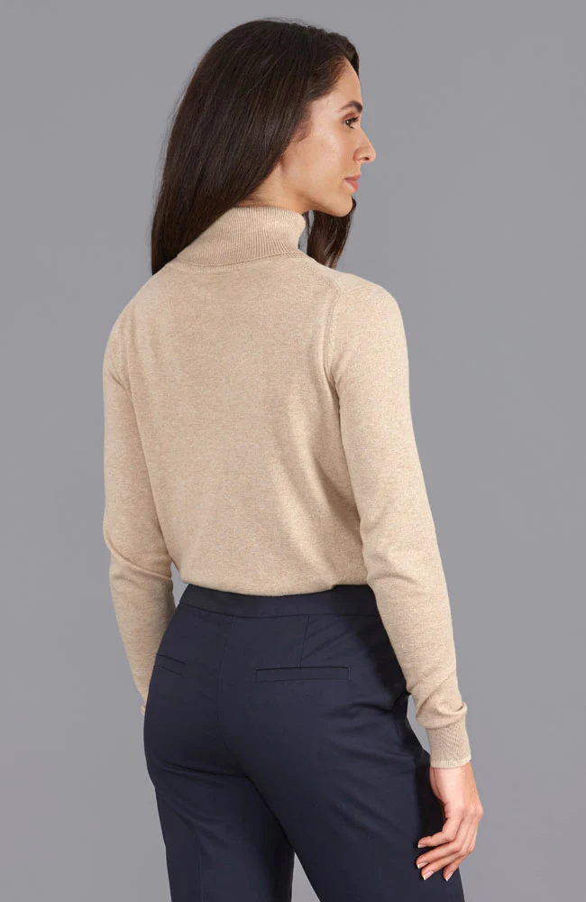 Damen-Rollkragenpullover aus ultrafeiner Baumwolle mit langen Ärmeln