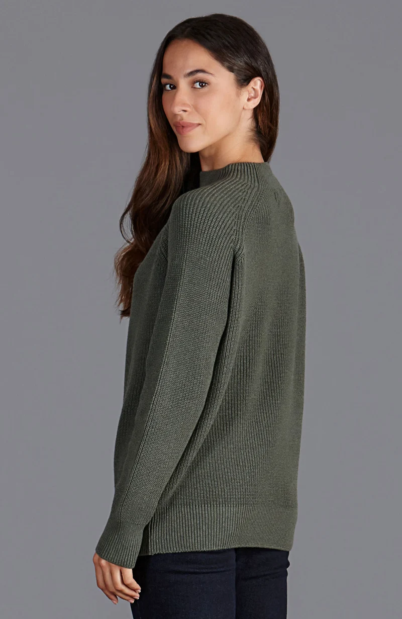 Hochgeschlossener Raglanpullover aus reiner Baumwolle für Damen