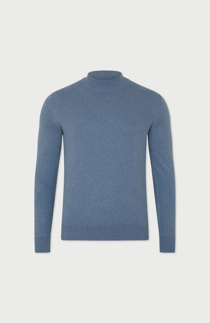 Herrenpullover aus 100 % ultrafeiner Baumwolle mit Stehkragen