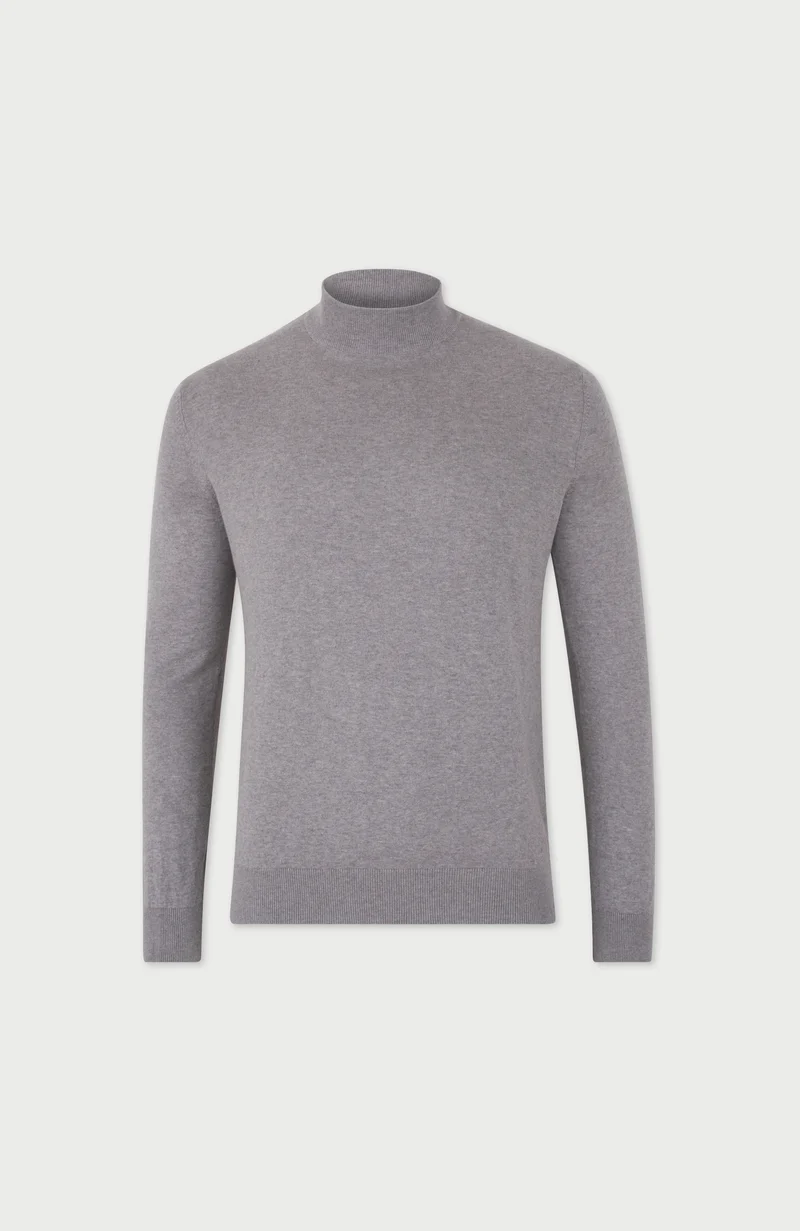 Herrenpullover aus 100 % ultrafeiner Baumwolle mit Stehkragen