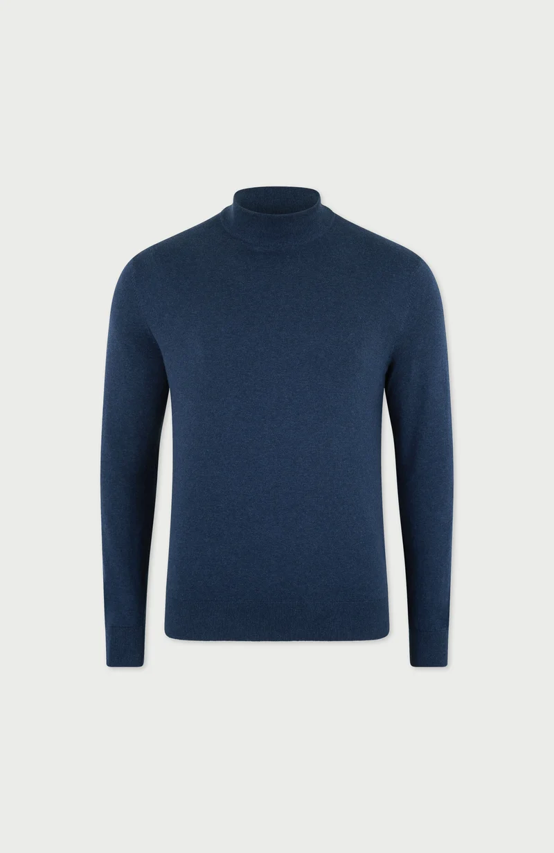 Herrenpullover aus 100 % ultrafeiner Baumwolle mit Stehkragen
