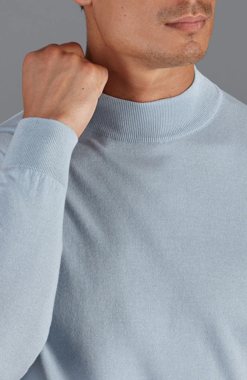 Herrenpullover aus 100 % ultrafeiner Baumwolle mit Stehkragen