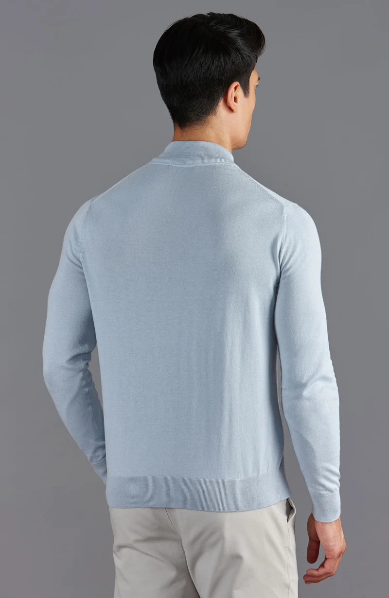 Herrenpullover aus 100 % ultrafeiner Baumwolle mit Stehkragen