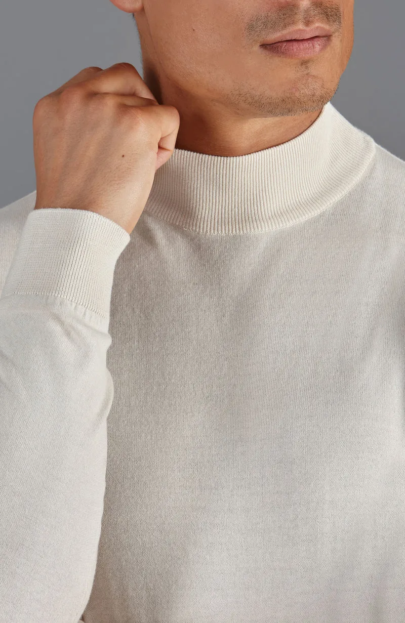 Herrenpullover aus 100 % ultrafeiner Baumwolle mit Stehkragen