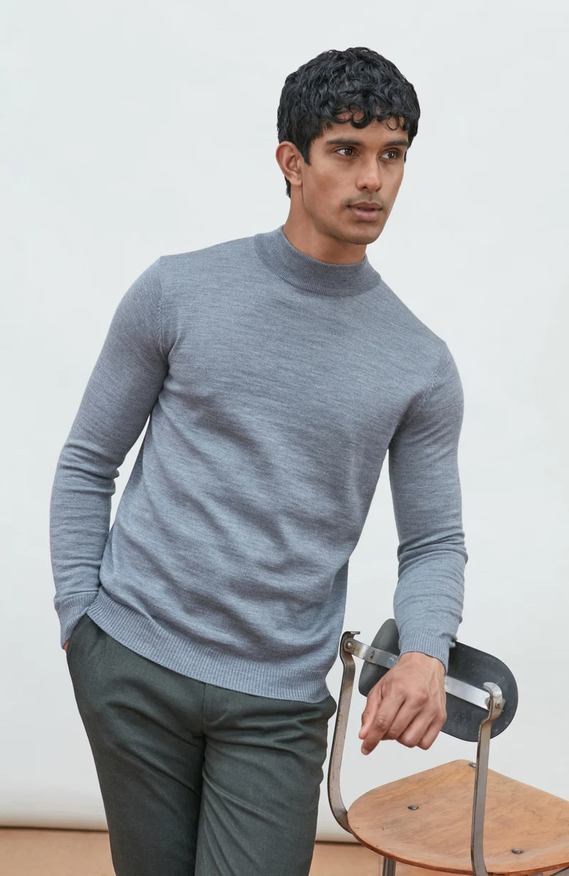 Rollkragenpullover aus extrafeiner Merinowolle für Herren