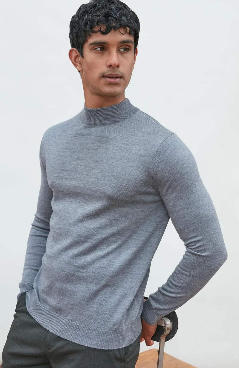 Rollkragenpullover aus extrafeiner Merinowolle für Herren